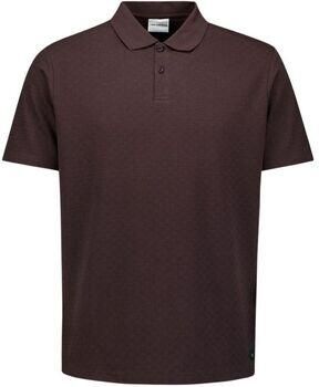 No Excess Polo Shirt Korte Mouw Knitted Poloshirt Structure Bruin