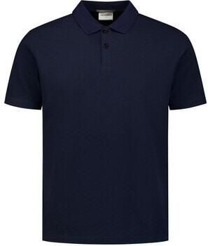 No Excess Polo Shirt Korte Mouw Knitted Poloshirt Structure Navy
