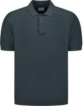 No Excess Polo Shirt Korte Mouw Knitted Slub Poloshirt Dark Steel