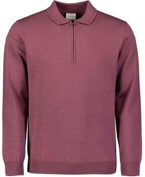 No Excess Polo Shirt Lange Mouw Polo Zip Trui Dark Wine