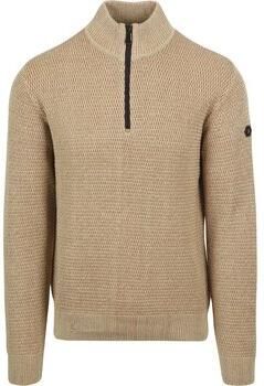 No Excess Sweater Half Zip Trui Structuur Melange Beige