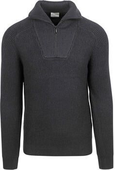 No Excess Sweater Half Zip Trui Two Coloured Melange Zwart