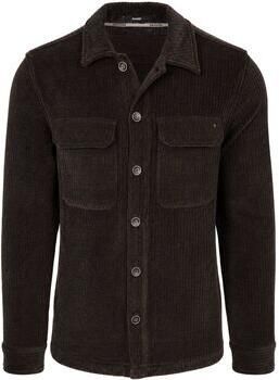 No Excess Sweater Overshirt Full Button Rib Sweat Brown