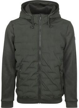 No Excess Windjack Jas Knitted Sleeve Donkergroen