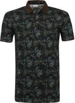 No Excess T-shirt Polo Pique Print Donkergroen