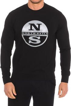 North Sails Zwarte Katoenen Sweatshirt Geborsteld Ronde Hals Logo Print Black Heren - Foto 2