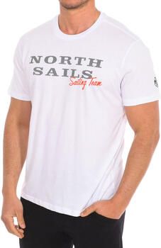 North Sails Witte Katoenen Logo Print T-shirt White Heren