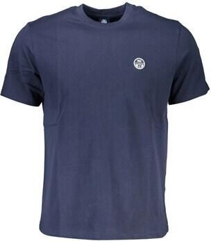 North Sails Blauw Katoenen T-shirt met Applique Logo Blue Heren