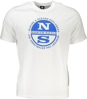 North Sails Print Logo Korte Mouw Katoenen T-Shirt White Heren