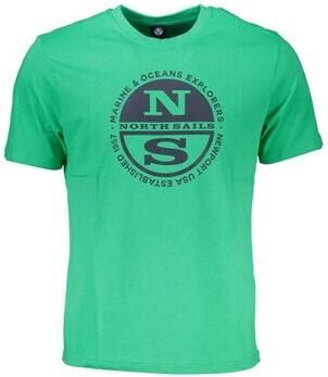 North Sails Groen Katoenen T-shirt met Bedrukt Logo Green Heren