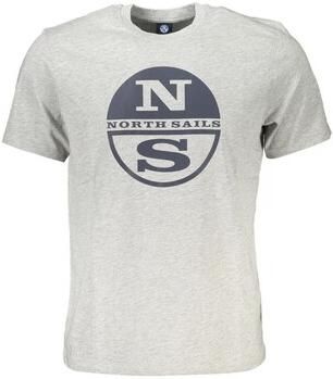 North Sails Grijze Katoenen Logo Print Crew Neck T-Shirt Gray Heren