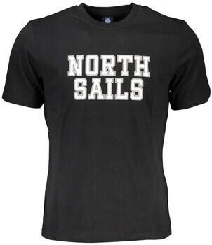 North Sails Zwarte Katoenen T-shirt met Print Logo Black Heren