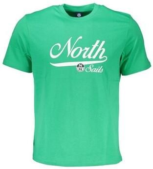 North Sails Logo Print Crew Neck Cotton T-Shirt Green Heren