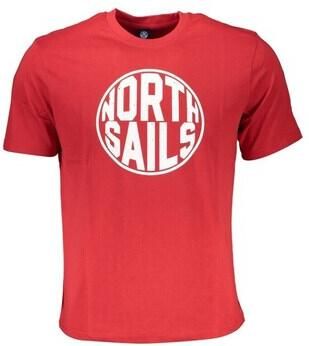 North Sails Rode T-shirt met korte mouwen en logo Red Heren
