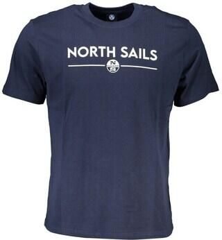 North Sails Blauw Katoen Logo Print T-shirt Blue Heren