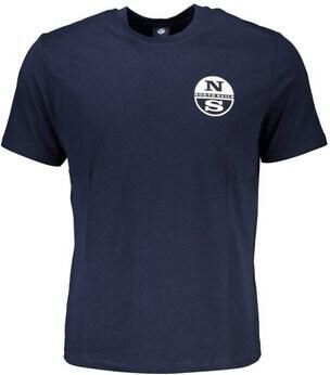 North Sails Blauw Katoen Print Logo T-Shirt Blue Heren