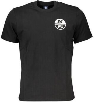 North Sails Zwart Katoenen T-shirt met Print Logo Black Heren