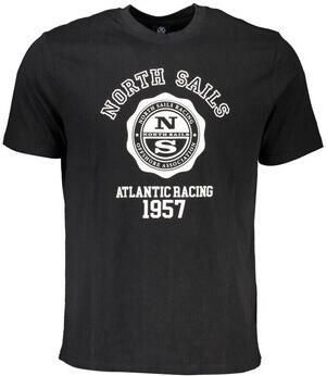 North Sails Zwart Katoenen T-shirt met Print Logo Black Heren