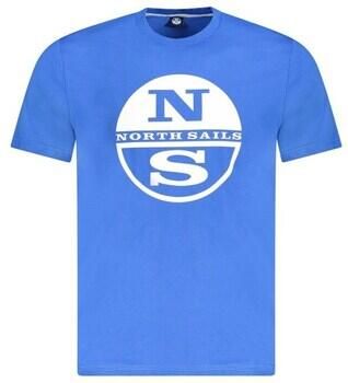 North Sails Blauw Katoenen Grafisch T-Shirt Mannen Blue Heren