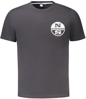 North Sails Zwart Katoenen T-Shirt | Stijl: Schwarzes Black Heren