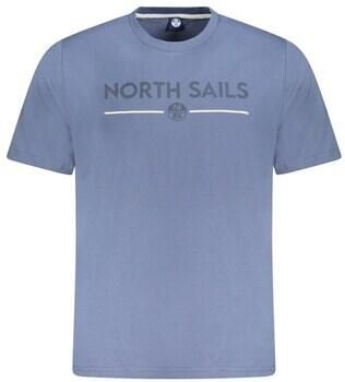 North Sails Blauw Katoenen T-shirt met Textiel Upgrade Blue Heren