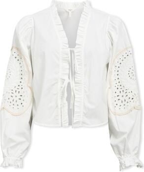 Object Blouse Noos Top Brodera L S White Sand