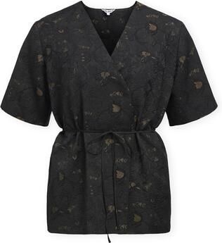 Object Blouse Top Lovia Black Seal Brown