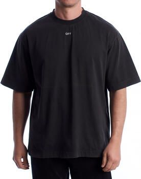 Off White Zwart Geribbelde Crewneck T-shirt met Wit OFF Logo Black Heren - Foto 8