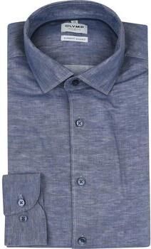 Olymp Overhemd Lange Mouw Level 5 Overhemd Linnen Blend Blauw