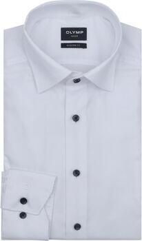Olymp Overhemd Lange Mouw Luxor Overhemd Contrast Button Wit