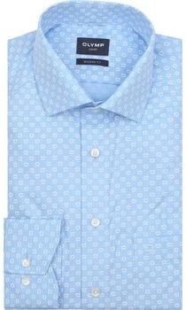 Olymp Overhemd Lange Mouw Luxor Overhemd Print Logo Blauw