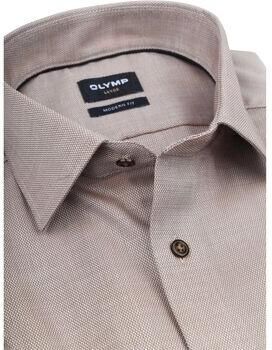 Olymp Overhemd Lange Mouw Luxor Short Sleeve Overhemd Structure Taupe