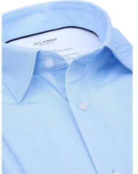 Olymp Overhemd Lange Mouw Overhemd Level 5 24 Seven Pied De Poule Blauw