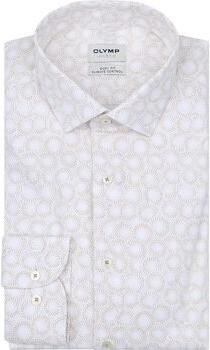 Olymp Overhemd Lange Mouw Overhemd Level 5 Print Beige