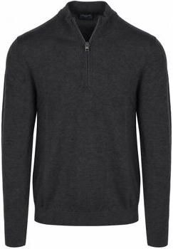 Olymp Sweater Half Zip Trui Wol Antraciet