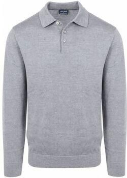 Olymp Sweater Longsleeve Poloshirt Wol Grijs