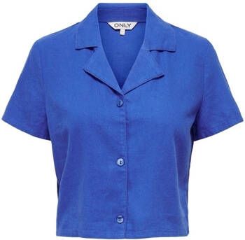 Only Blouse Caro Linen Shirt Dazzling Blue