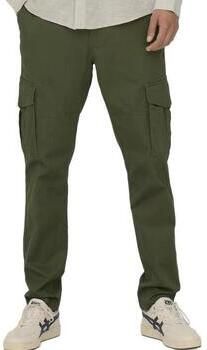 Only & Sons Groene broek met zakken en rits Green Heren