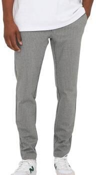 ONLY & SONS tapered fit broek met krijtstreep ONSMARK light grey melange - Foto 3