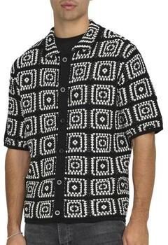 ONLY & SONS loose casual overhemd met ingebreid patroon zwart - Foto 4