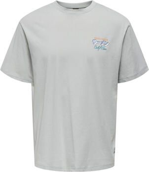 Only & Sons Dynamisch Print T-shirt met korte mouwen Gray Heren