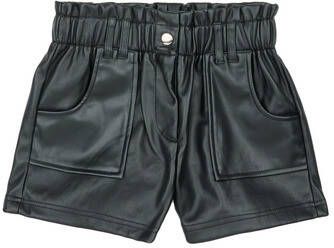 Only KIDS GIRL imitatieleren high waist paperbag short KOGSTEPHANIE zwart Korte broek Meisjes Imitatieleer 128