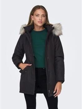 Only Zwarte Parka met Afneembare Nepbont Capuchon Zwart Dames