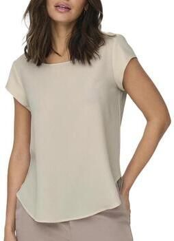 Only Blouse met korte mouwen ONLVIC – Vrouwelijke blouseshirt in losse vorm regular fit web kunstvezel ronde hals effen
