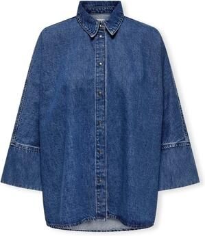 Only Loose fit jeansblouse van katoen met drukknoopsluiting model 'GRACE'