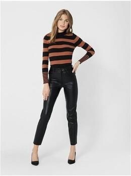 Only emily zwarte high waist straight fit leerlook ankle broek valt kleiner - Foto 8