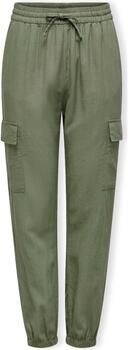 Only Cargobroek van een mix van linnen en viscose met elastische band