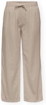 Only Wijd uitlopende broek van mix van viscose en linnen model 'GOA' - Foto 3
