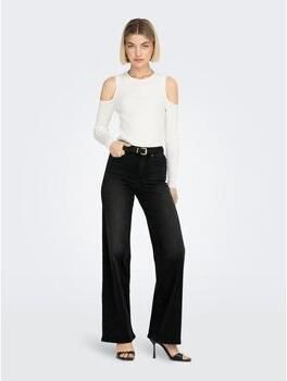 ONLY high waist wide leg jeans ONLMADISON washed black denim - Foto 10