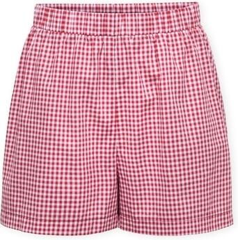 Only Korte Broek Maye Check Shorts Salsa White
